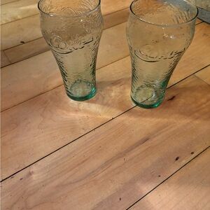 Coca Cola Textured Green Glass Set